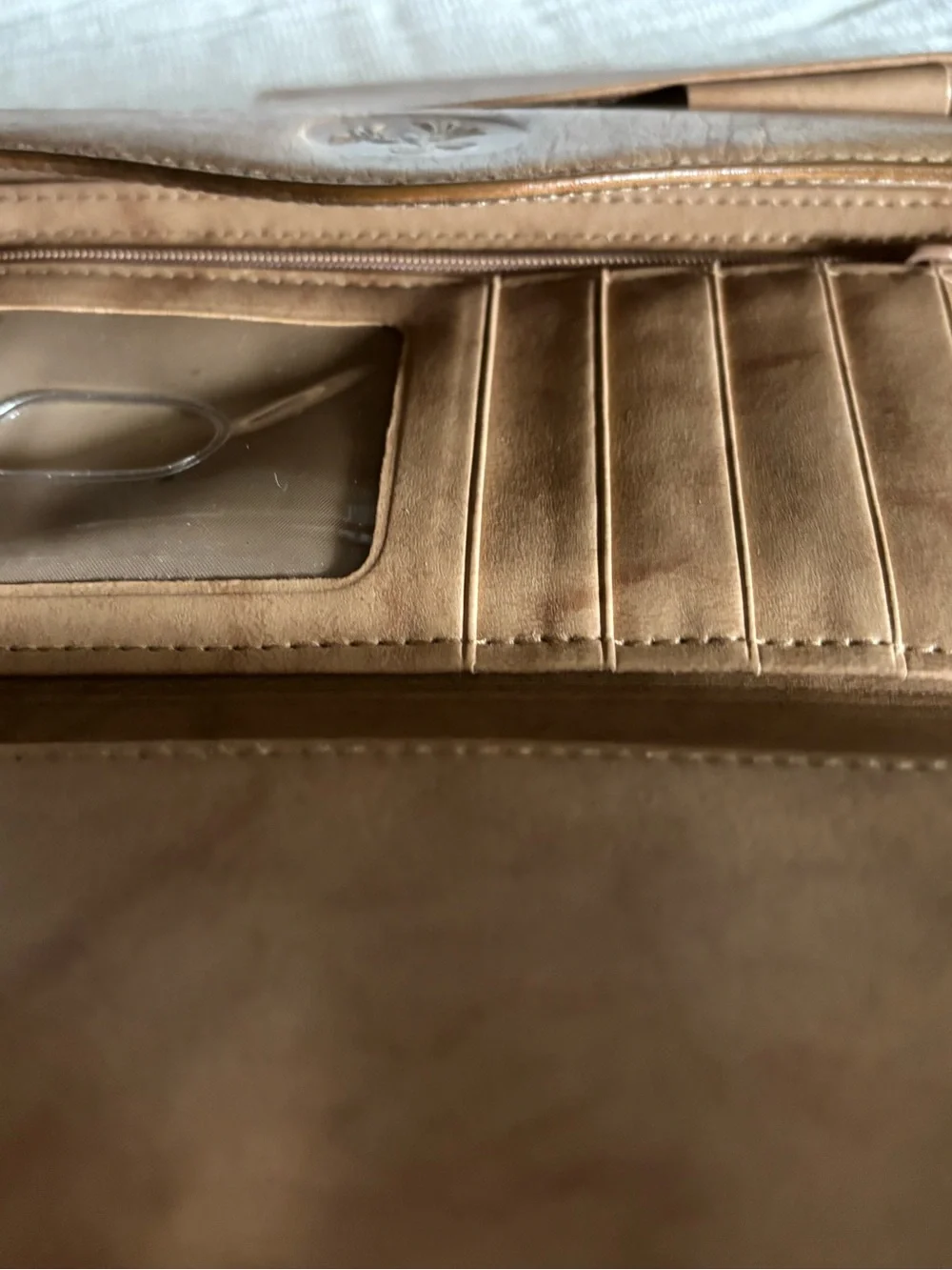 Buxton Brown Leather Clutch  wallet with Floral Medallion